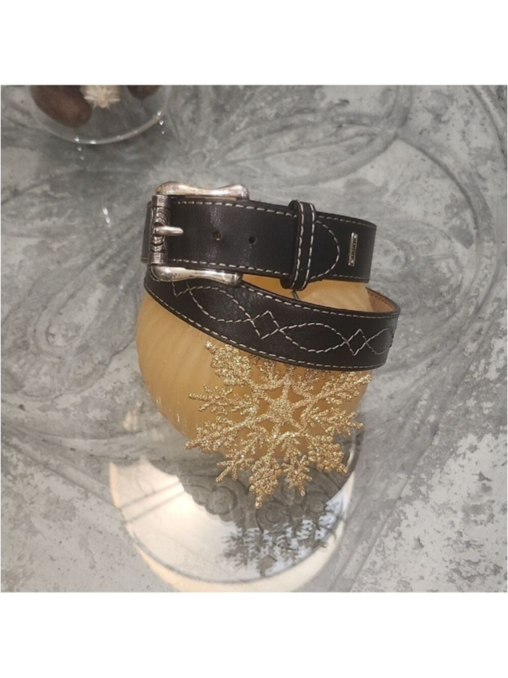 Ariat Men's Western Black Leather Belt 30 31 32 33 34
